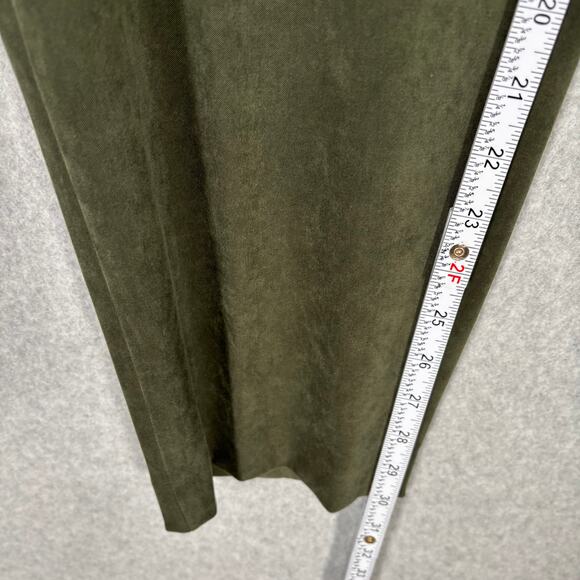 Vintage Talbots Pant Womens 14 Green Faux Suede Trouser Academia Tapered Stretch - Picture 7 of 11